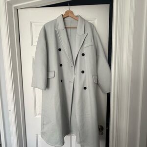 Elegant Blue Double-Breasted Women's Coat